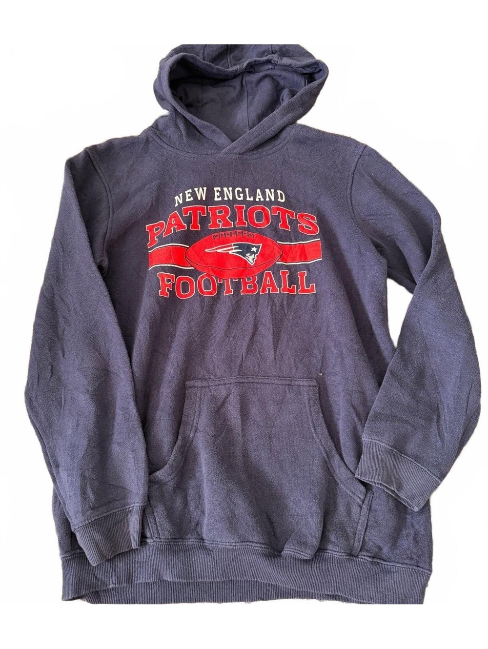 New England Patriots NFL Youth XL Navy Pullover Hoodie Football Sweatshirt